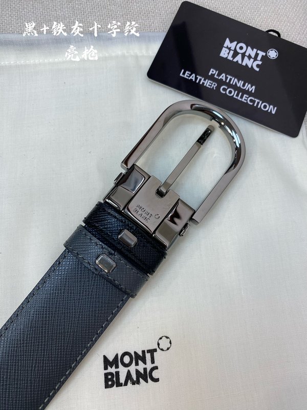 몽블랑 3.5cm 폭 소 가죽 핀 버클 벨트 001-219541