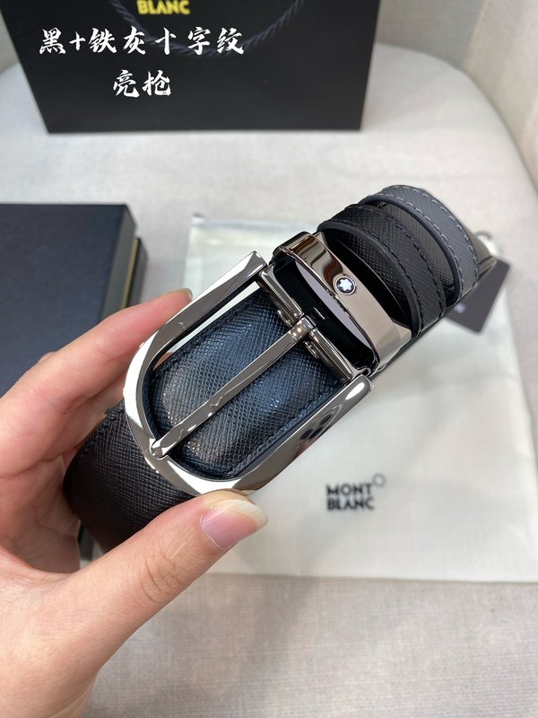몽블랑 3.5cm 폭 소 가죽 핀 버클 벨트 001-219541