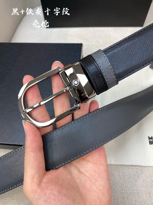 몽블랑 3.5cm 폭 소 가죽 핀 버클 벨트 001-219541