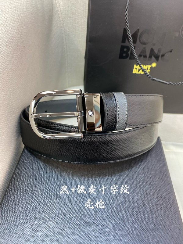 몽블랑 3.5cm 폭 소 가죽 핀 버클 벨트 001-219541