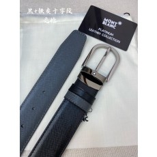 몽블랑 3.5cm 폭 소 가죽 핀 버클 벨트 001-219541