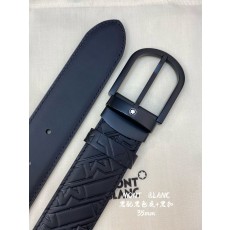몽블랑 블랙 소 가죽 비즈니스 캐주얼 벨트 001-219553