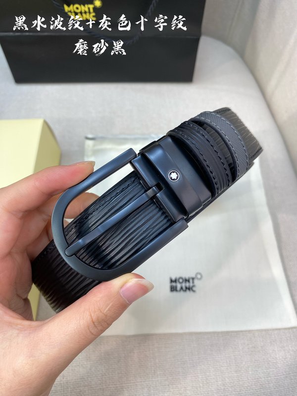 몽블랑 3.5cm 소 가죽 핀 버클 비즈니스 벨트 001-219560