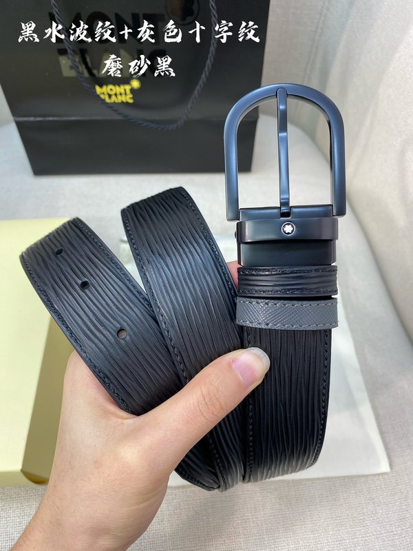 몽블랑 3.5cm 소 가죽 핀 버클 비즈니스 벨트 001-219560