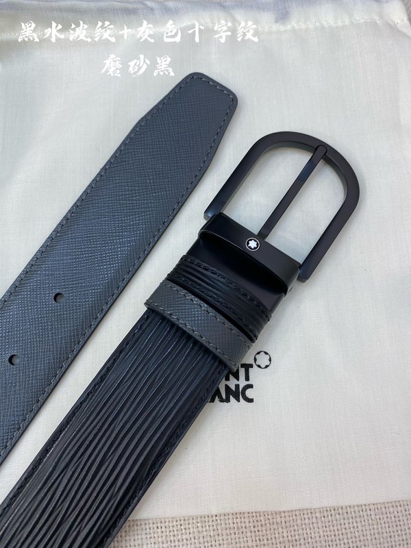 몽블랑 3.5cm 소 가죽 핀 버클 비즈니스 벨트 001-219560