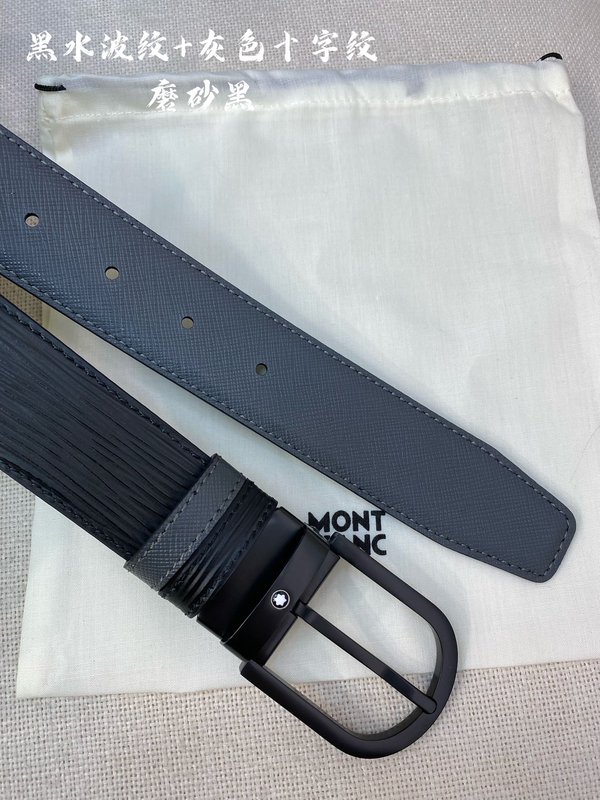 몽블랑 3.5cm 소 가죽 핀 버클 비즈니스 벨트 001-219560