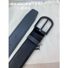 몽블랑 3.5cm 소 가죽 핀 버클 비즈니스 벨트 001-219560