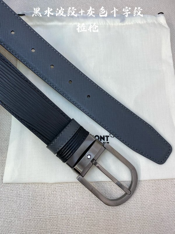 몽블랑 3.5cm 폭 소 가죽 핀 버클 벨트 001-219561