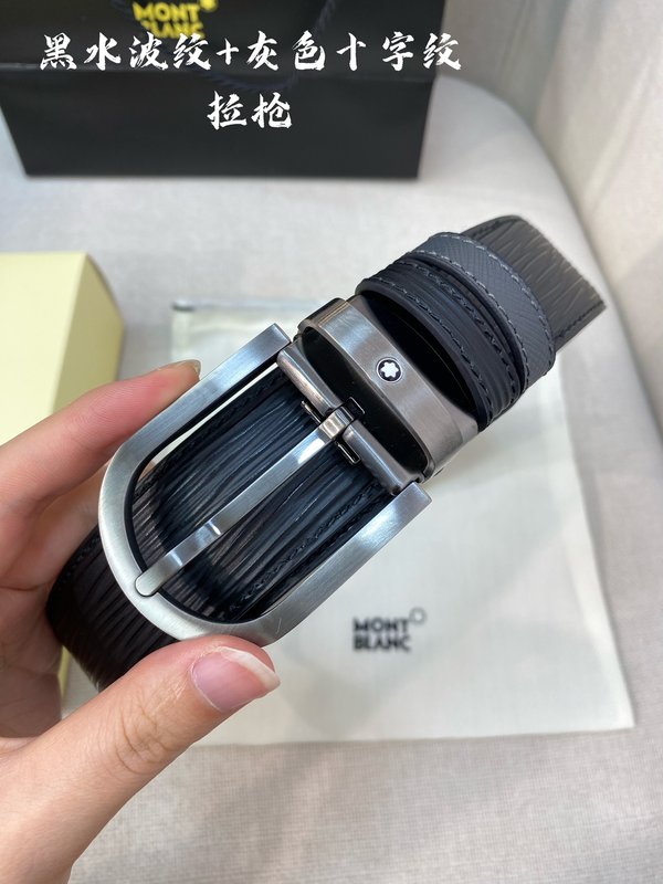 몽블랑 3.5cm 폭 소 가죽 핀 버클 벨트 001-219561