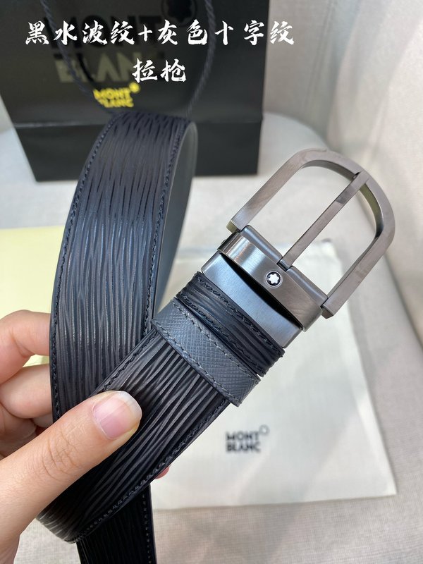 몽블랑 3.5cm 폭 소 가죽 핀 버클 벨트 001-219561