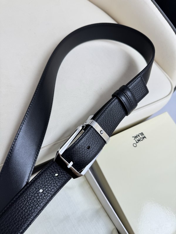 몽블랑 3.5cm 폭 소 가죽 핀 버클 비즈니스 벨트 001-219584