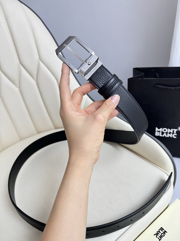 몽블랑 3.5cm 폭 소 가죽 핀 버클 비즈니스 벨트 001-219584