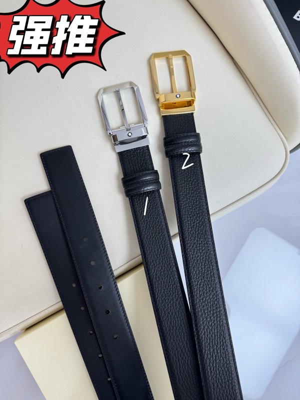 몽블랑 3.5cm 폭 소 가죽 핀 버클 비즈니스 벨트 001-219585
