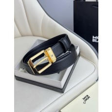 몽블랑 3.5cm 폭 소 가죽 핀 버클 비즈니스 벨트 001-219585