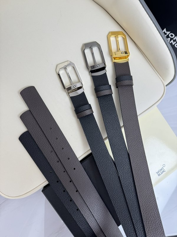 몽블랑 3.5cm 소 가죽 핀 버클 비즈니스 벨트 001-219594