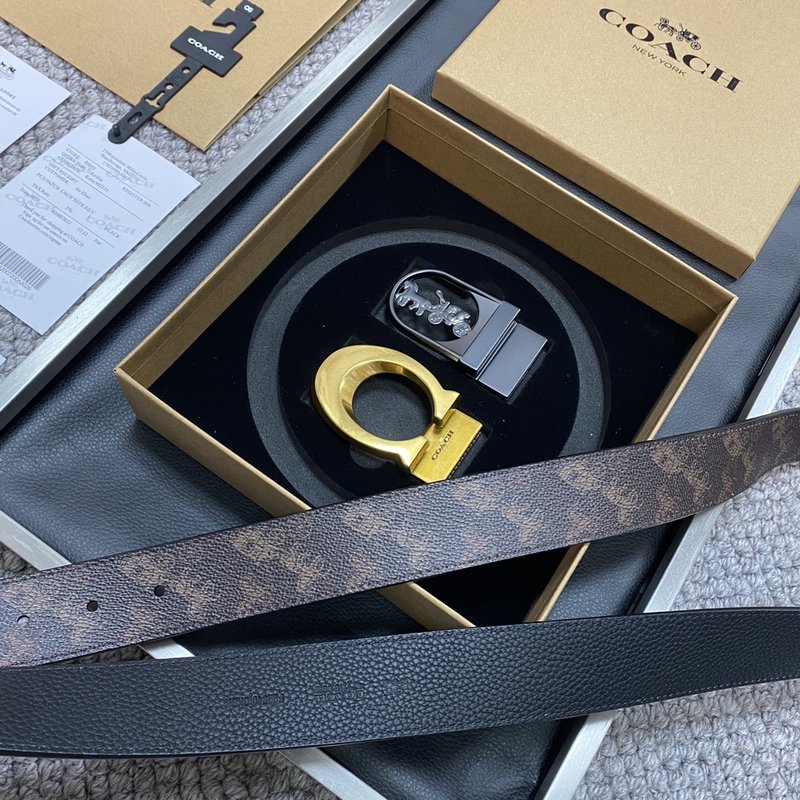 COACH 코치 블랙 교체형 벨트 3.5cm 001-219600