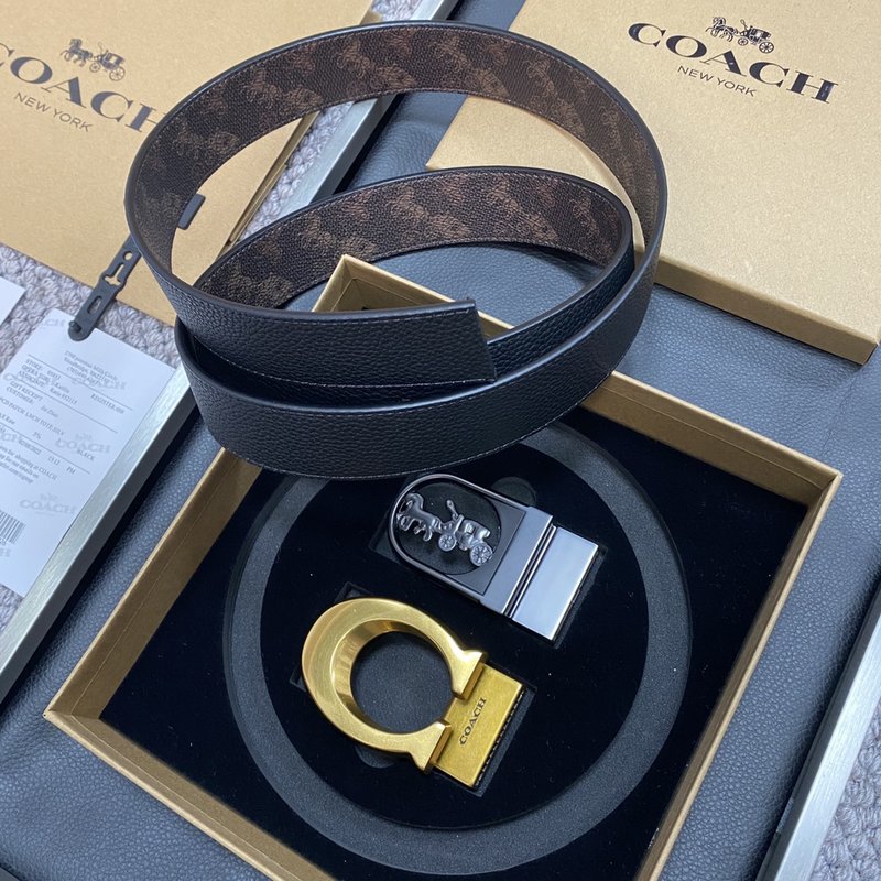 COACH 코치 블랙 교체형 벨트 3.5cm 001-219600