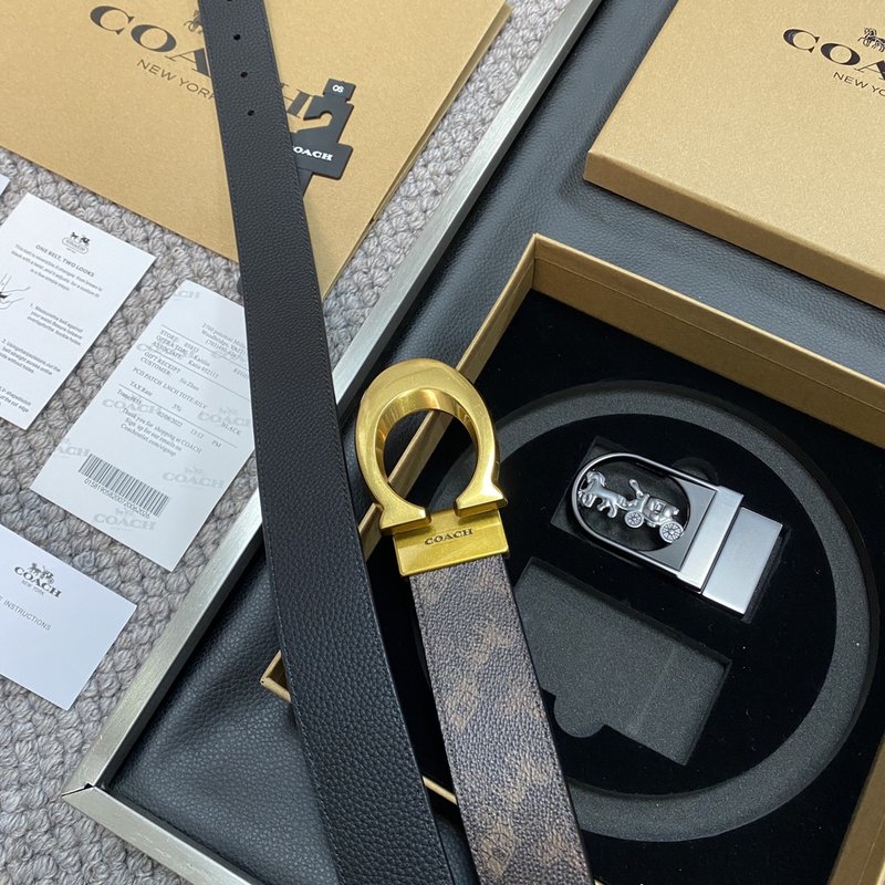COACH 코치 블랙 교체형 벨트 3.5cm 001-219600