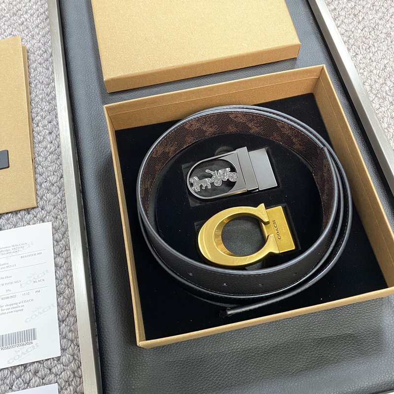 COACH 코치 블랙 교체형 벨트 3.5cm 001-219600