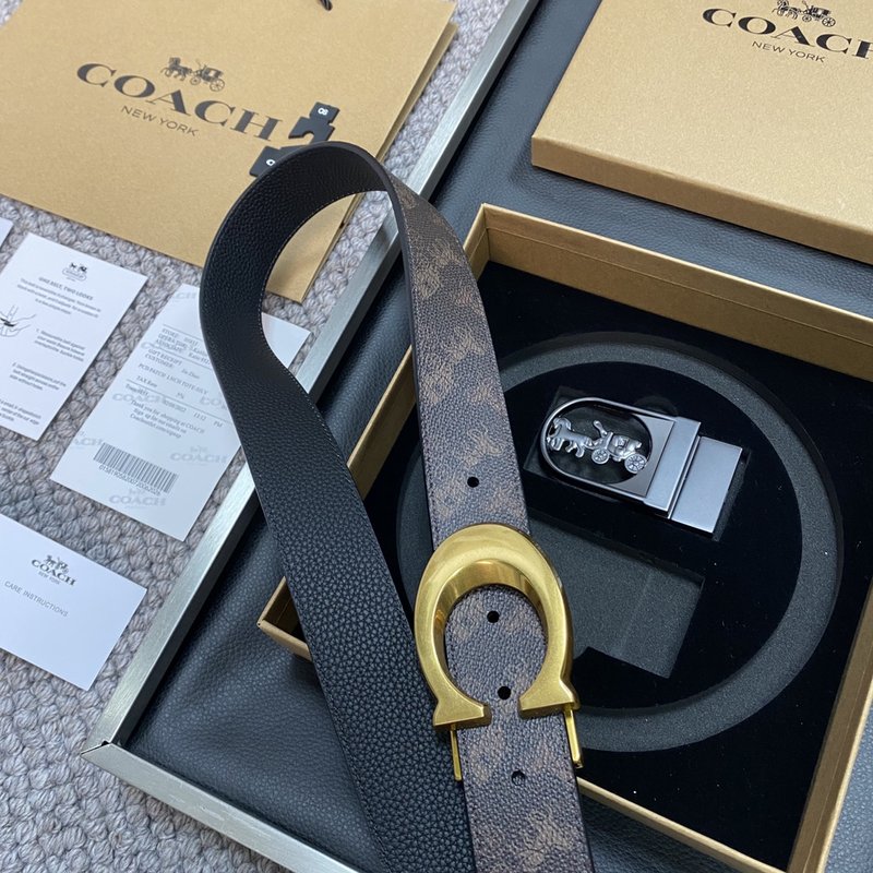 COACH 코치 블랙 교체형 벨트 3.5cm 001-219600