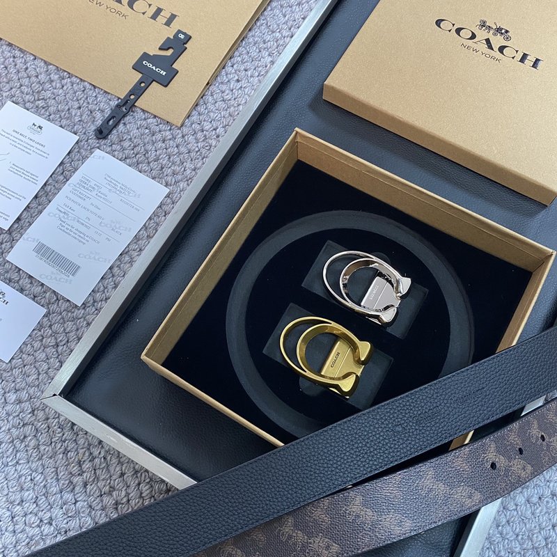 COACH 코치 블랙 로고 버클 핀 백클 벨트 001-219603