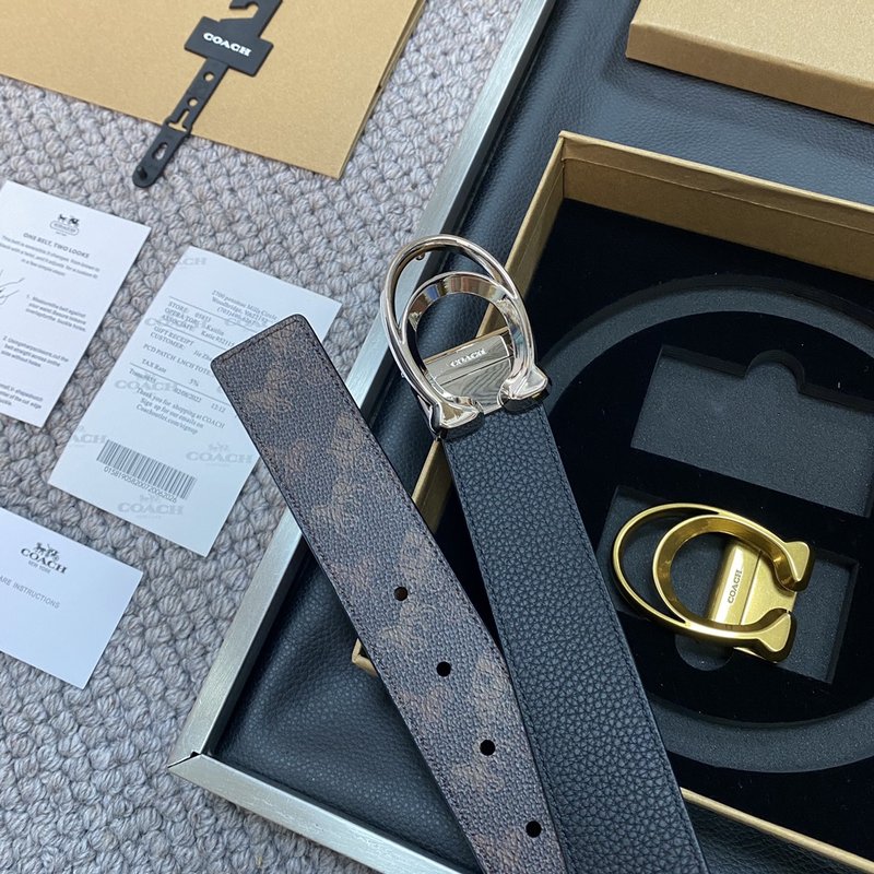 COACH 코치 블랙 로고 버클 핀 백클 벨트 001-219603