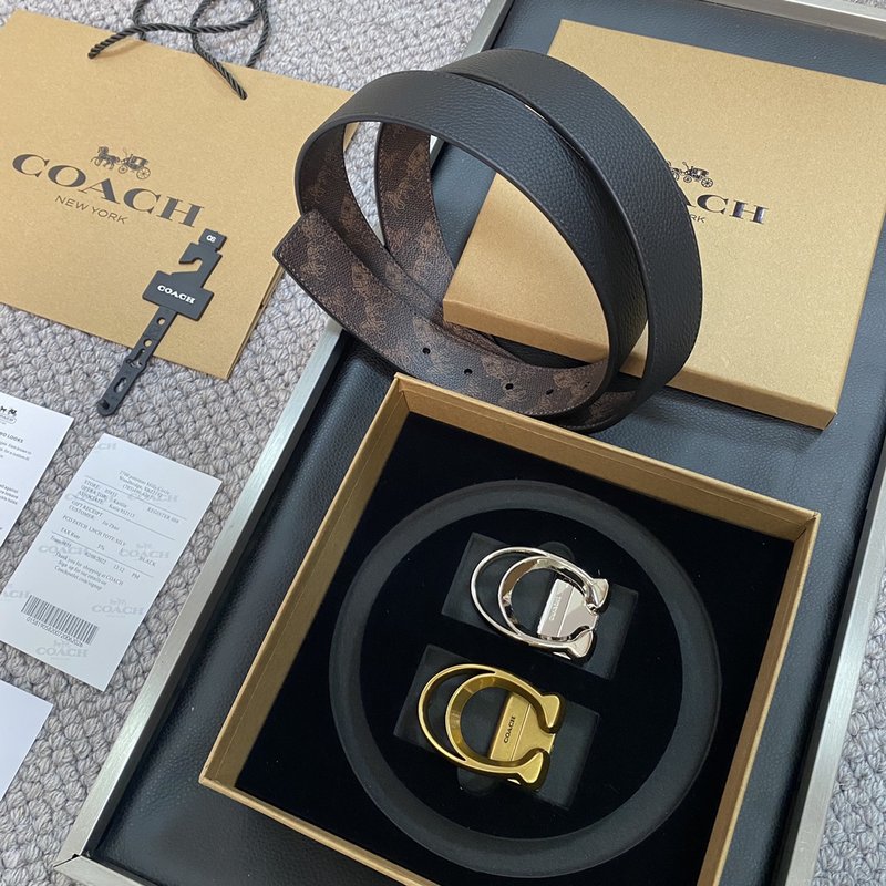 COACH 코치 블랙 로고 버클 핀 백클 벨트 001-219603