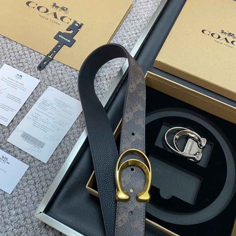 COACH 코치 블랙 로고 버클 핀 백클 벨트 001-219603