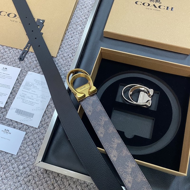 COACH 코치 블랙 로고 버클 핀 백클 벨트 001-219603