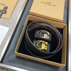 COACH 코치 블랙 로고 버클 핀 백클 벨트 001-219603