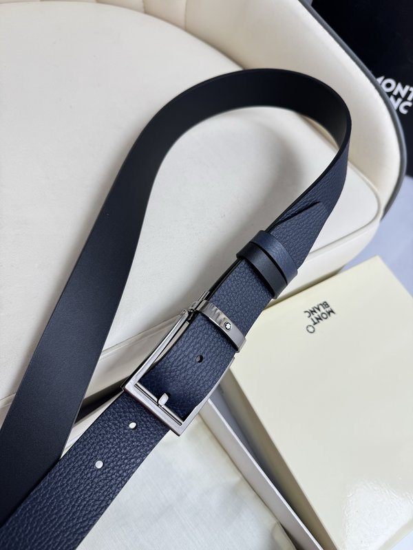 몬블랑 3.5cm 폭 소 가죽 핀 버클 벨트 001-219605