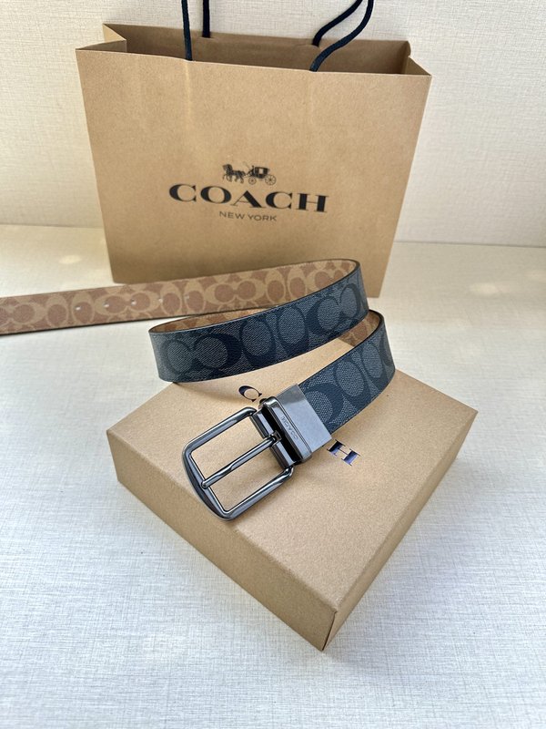 COACH 양면 송아지 가죽 벨트 3.7cm 001-219620