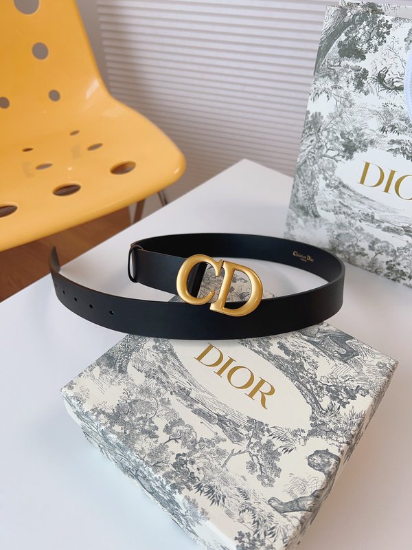 디올 Dior 매끄러운 송아지 가죽 새들 벨트 001-219648
