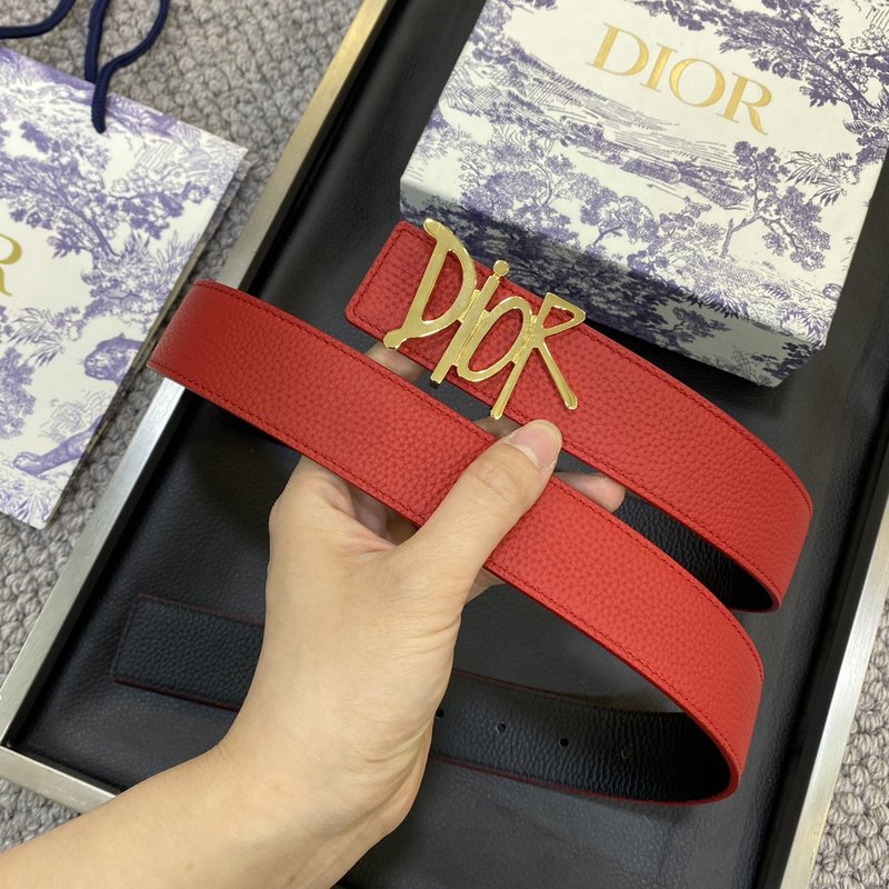 디올 DIOR 클래식 오브릭 캔버스 가죽 벨트 001-219681