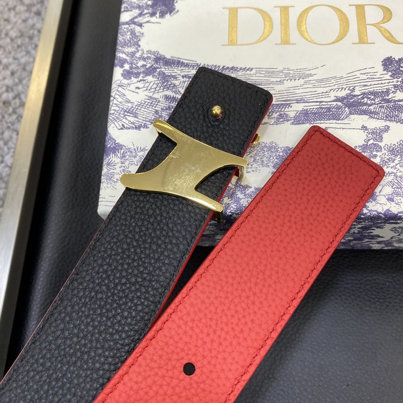 디올 DIOR 클래식 오브릭 캔버스 가죽 벨트 001-219681