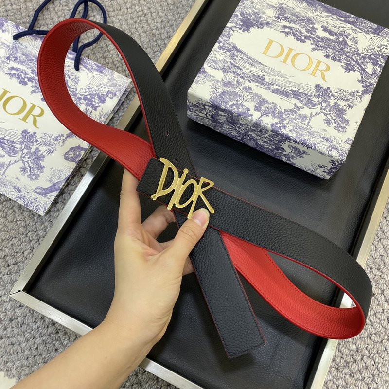 디올 DIOR 클래식 오브릭 캔버스 가죽 벨트 001-219681