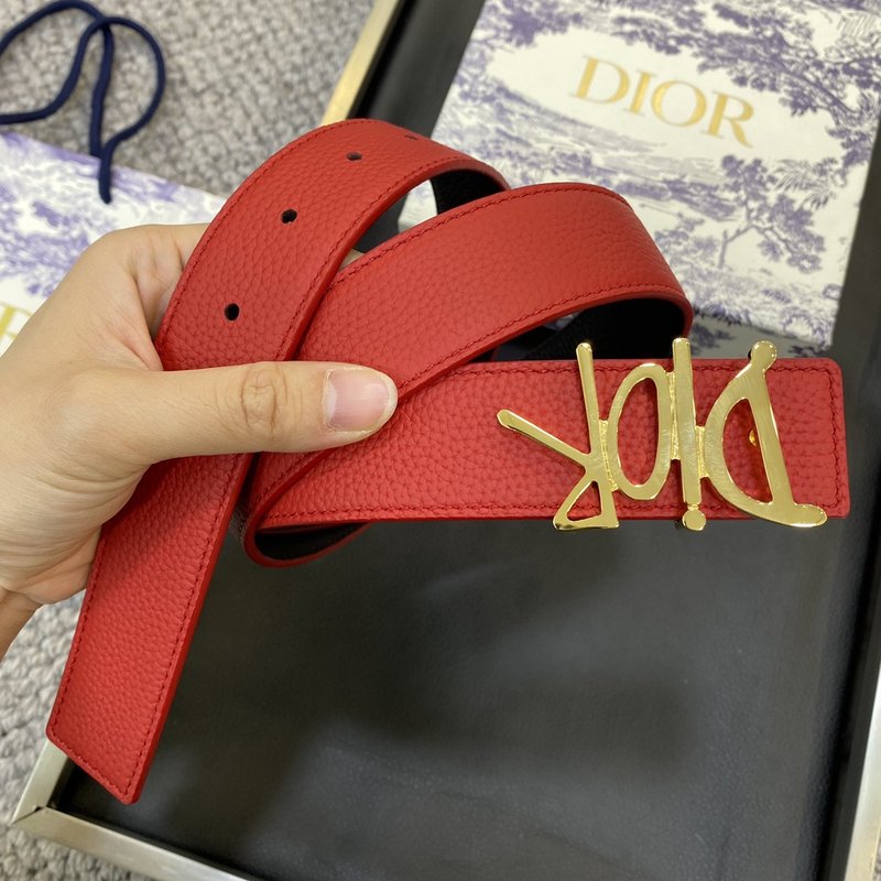 디올 DIOR 클래식 오브릭 캔버스 가죽 벨트 001-219681