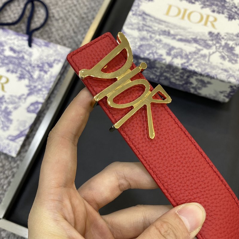 디올 DIOR 클래식 오브릭 캔버스 가죽 벨트 001-219681