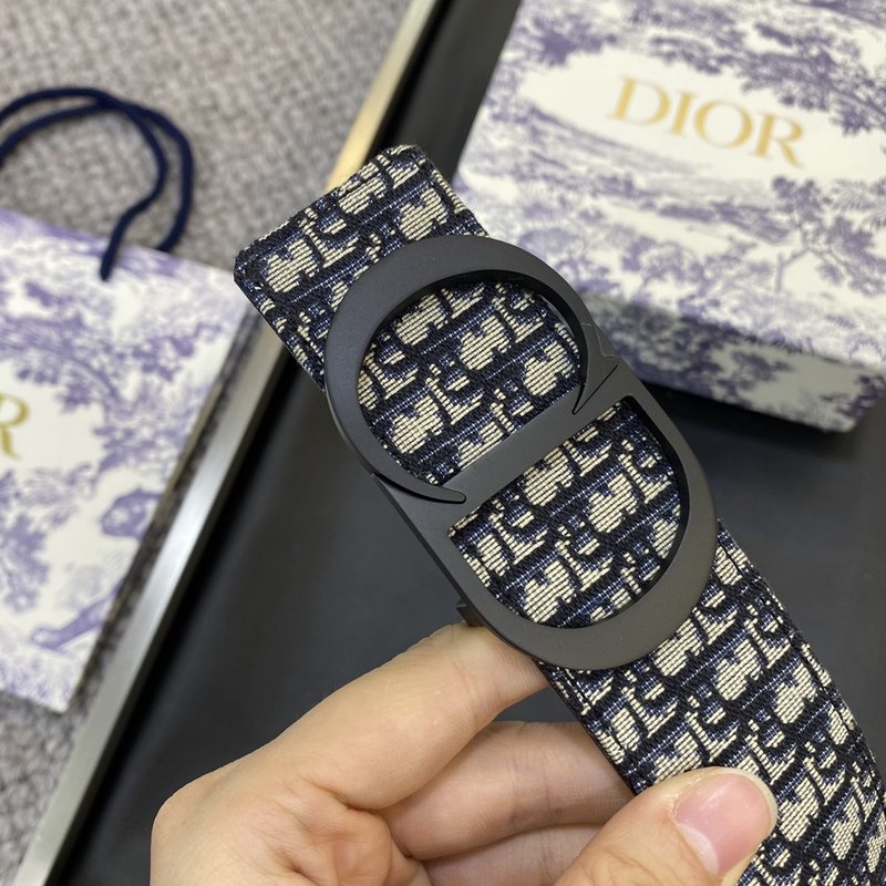디올 DIOR 클래식 레터 패브릭 가죽 벨트 3.8CM 001-219690