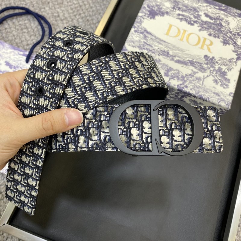 디올 DIOR 클래식 레터 패브릭 가죽 벨트 3.8CM 001-219690
