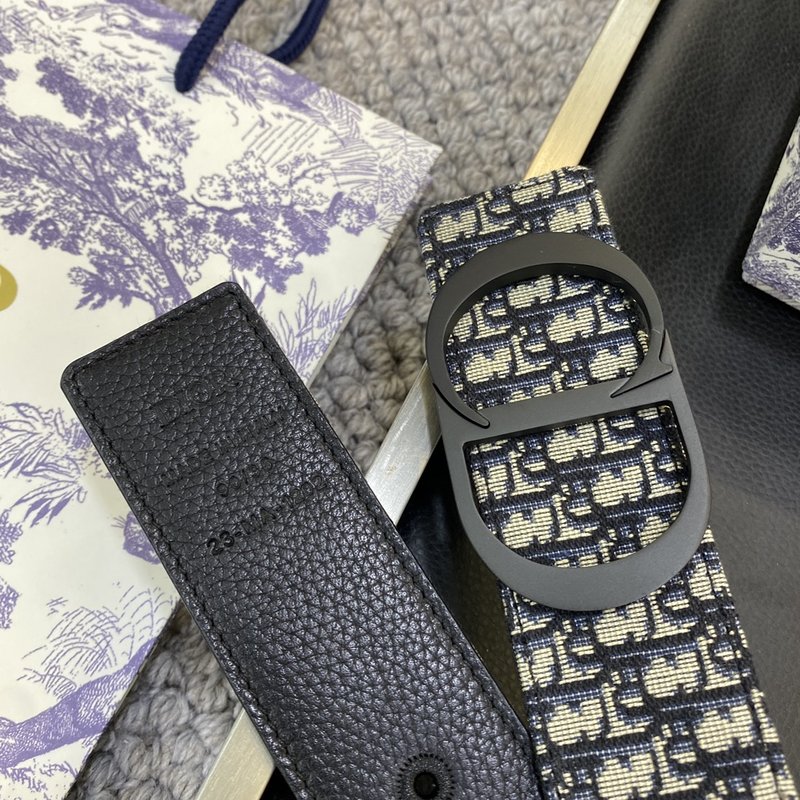 디올 DIOR 클래식 레터 패브릭 가죽 벨트 3.8CM 001-219690