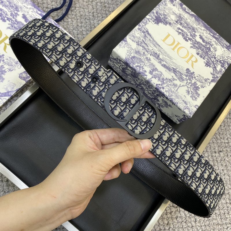 디올 DIOR 클래식 레터 패브릭 가죽 벨트 3.8CM 001-219690