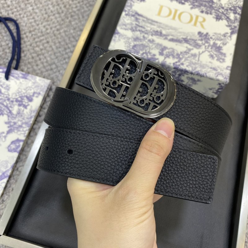디올 DIOR 클래식 레터링 캔버스 가죽 벨트 001-219716