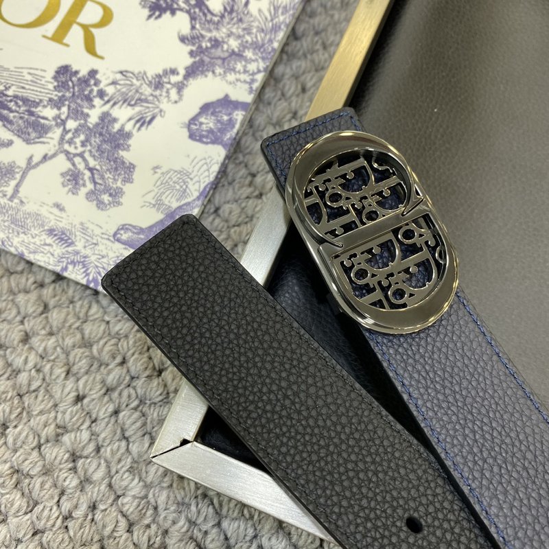 디올 DIOR 클래식 레터링 캔버스 가죽 벨트 001-219716