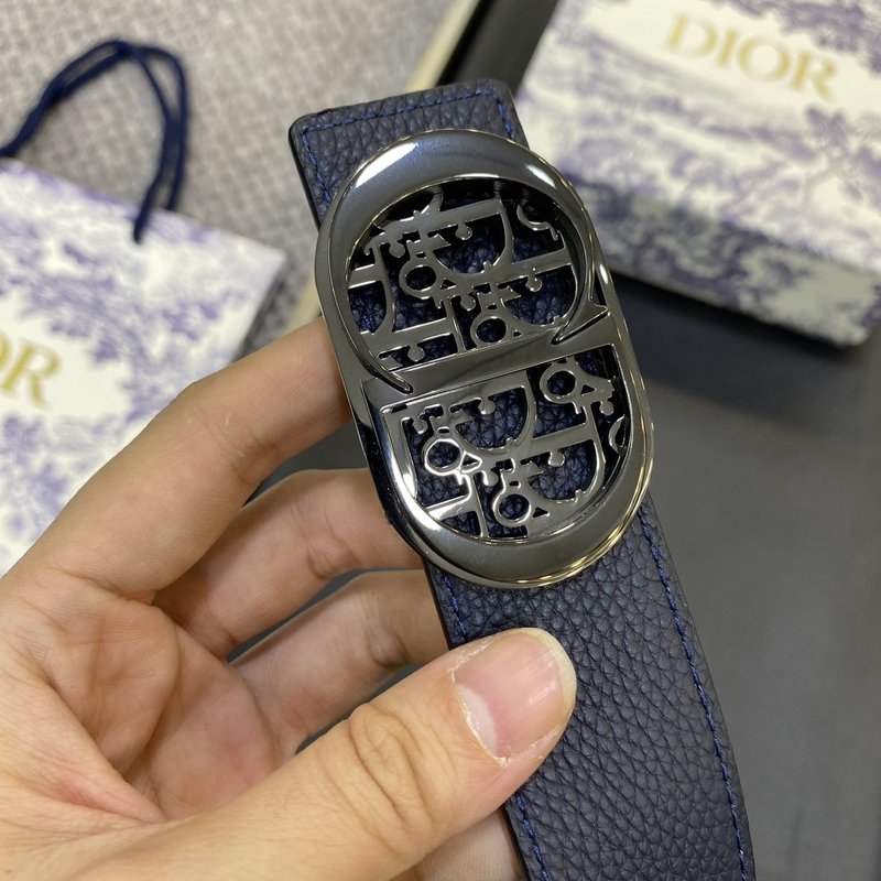 디올 DIOR 클래식 레터링 캔버스 가죽 벨트 001-219716