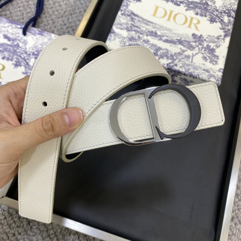 디올 DIOR 클래식 레터 캔버스 가죽 벨트 001-219721