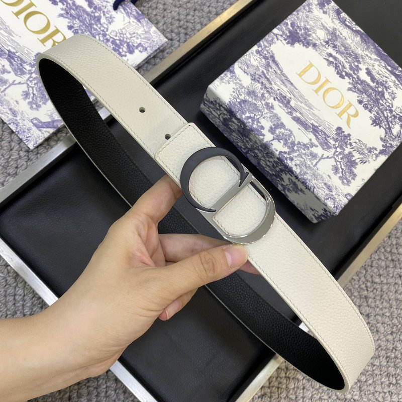 디올 DIOR 클래식 레터 캔버스 가죽 벨트 001-219721