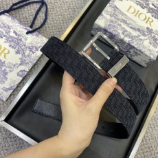 디올 DIOR 클래식 레터 패브릭 양면 소 가죽 벨트 001-219722