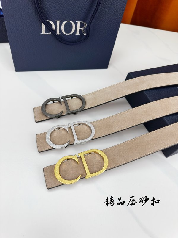 DIOR 디올 벨벳 가죽 벨트 3.5cm 폭 001-219751
