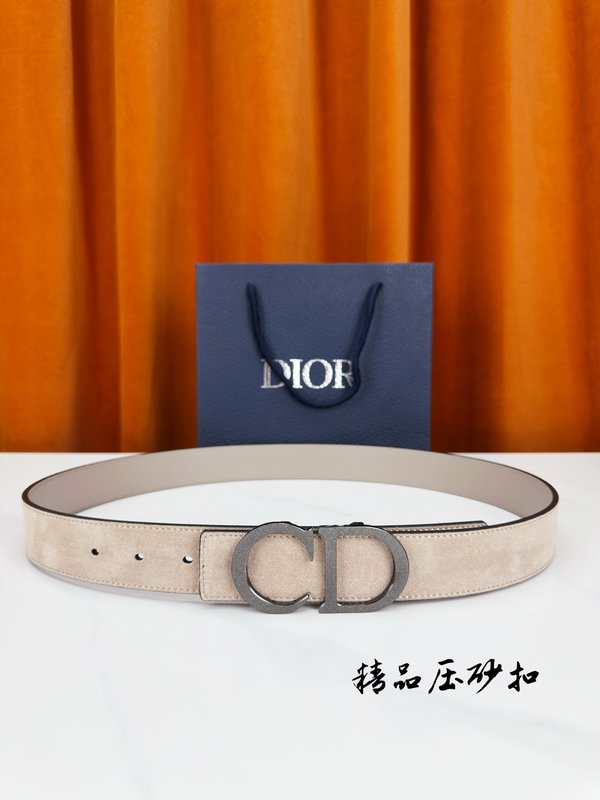 DIOR 디올 벨벳 가죽 벨트 3.5cm 폭 001-219751